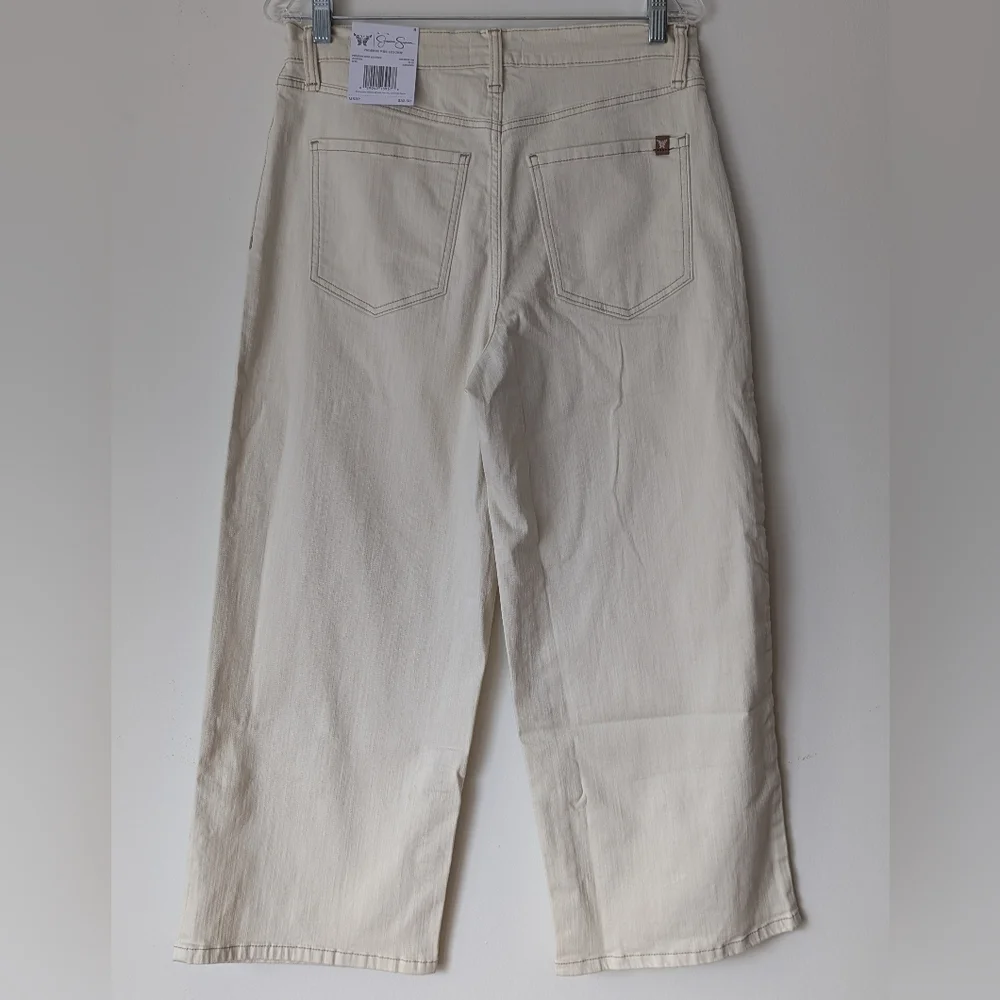 NWT Jessica Simpson Primrose Wide Leg Crop Cream Denim Jeans Size 8 - Picture 6 of 10